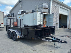 2024 PJ Trailers 7×14 7K Powder Coated Open Utility w/Rear Ramp Gate, Solid Metal Side Walls image 0