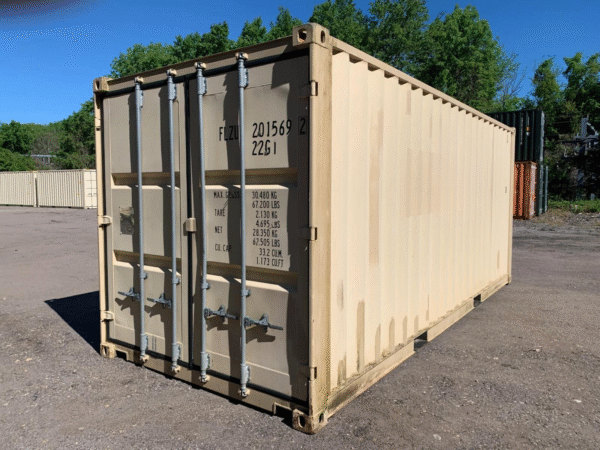 20′ x 8′ x 8.5′ Tall– Wind and Watertight **Off Rent** Used Shipping / Storage Container – Beige image 0