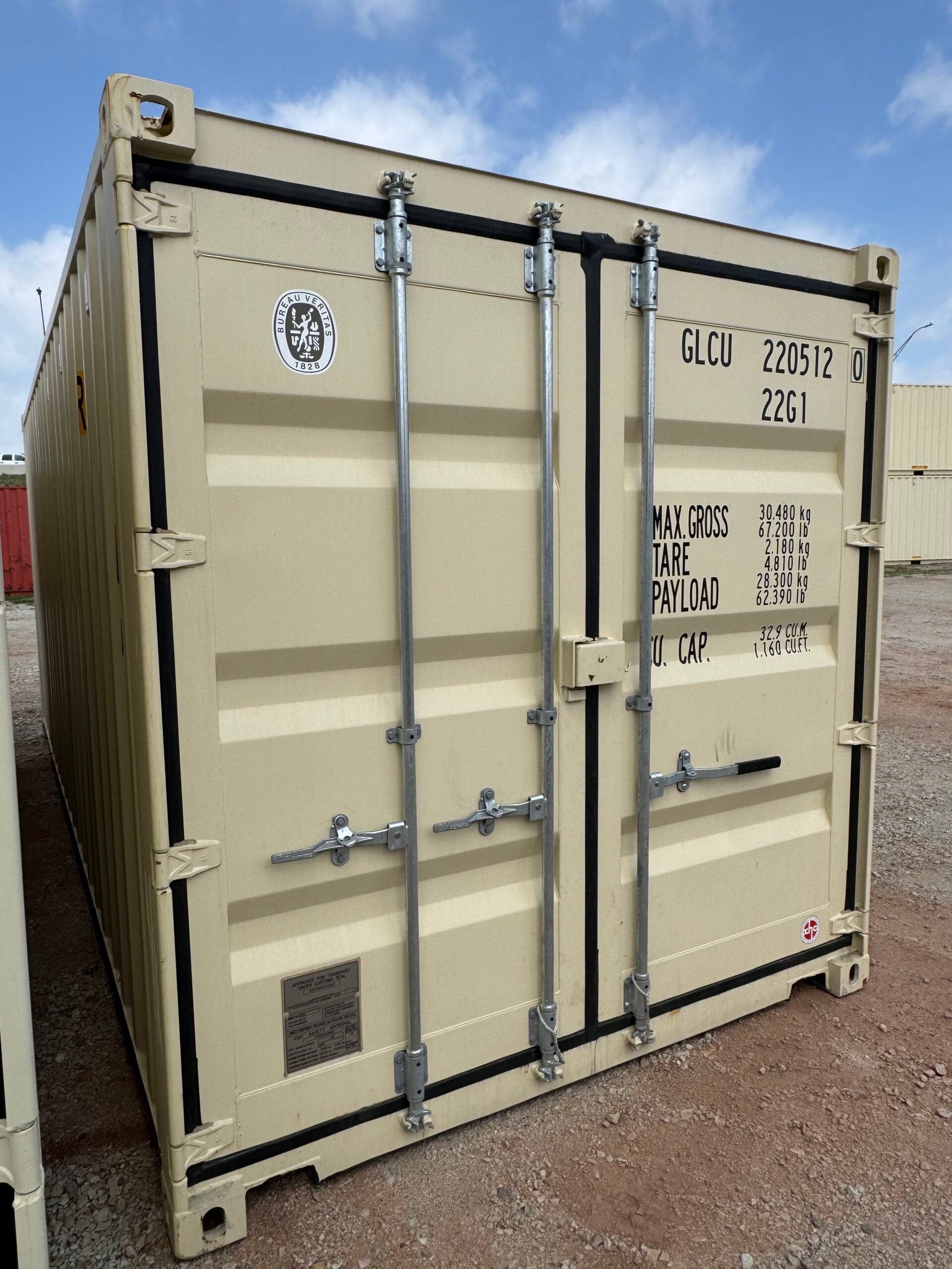 NEW 20ft Ivory Double Door Shipping Container image 1