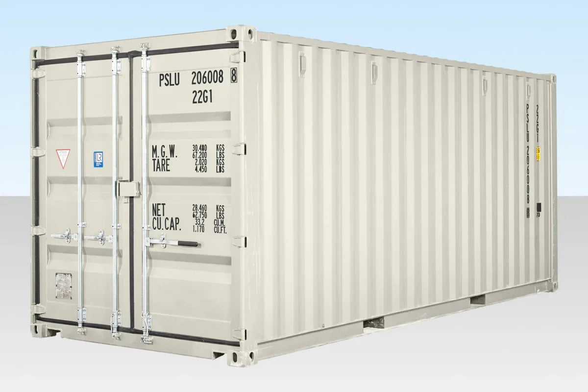 20ft One Trip Shipping Container – White (RAL 9003) | Wind & Watertight Storage Container image 0