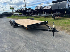Premier 7 x 18 Wood Deck 7k Open Car Trailer – Slide Out Ramps image 0